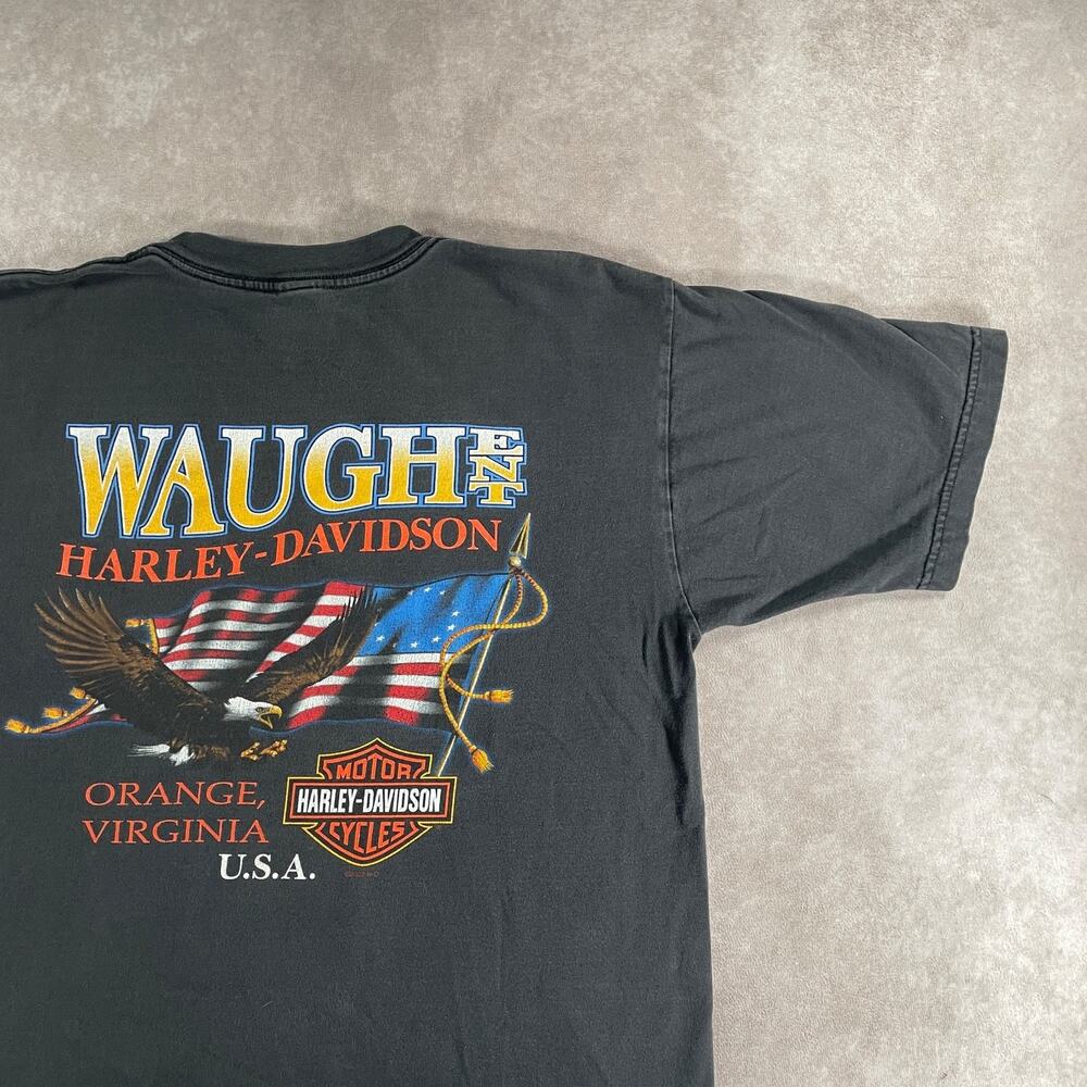 Vintage Y2K Harley Davidson Virginia Biker T-Shirt 2000s Faded Black Size Large